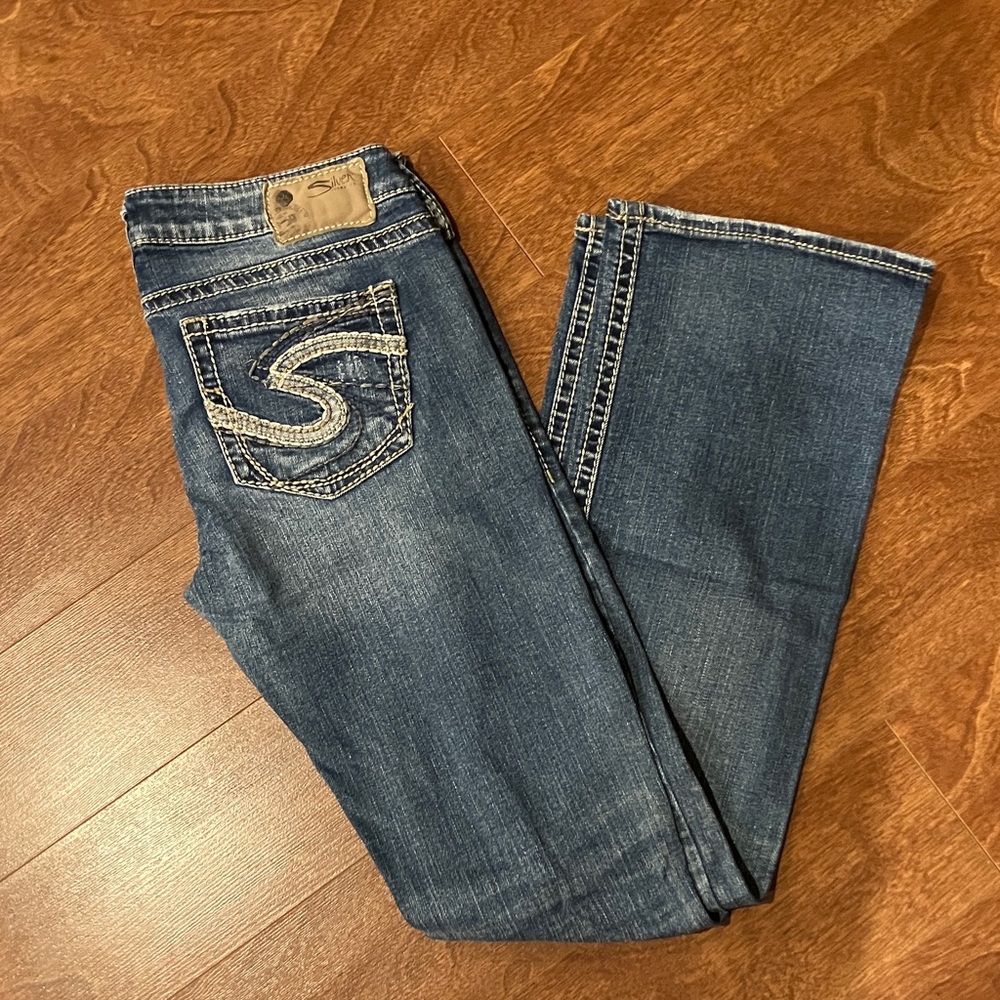 Silver Jeans Indigo Bootcut Jeans with Contrast Stitching